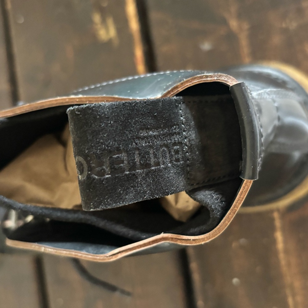 Buttero Shiny Black Leather Men's Boots - Picture 5 of 15